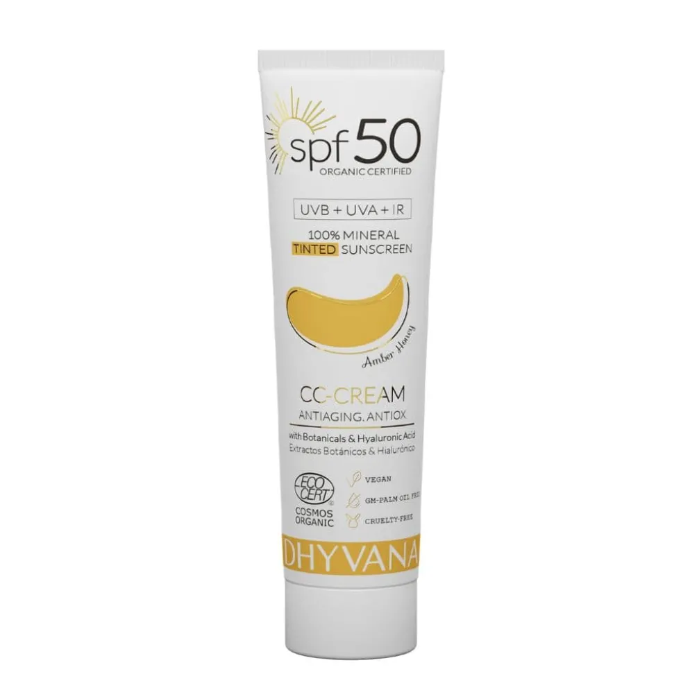 Dhyvana sävyttävä aurinkovoide kasvoille SPF 50, 2 sävyä