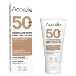Sävyttävä aurinkovoide kasvoille SPF 50 Acorelle Tinted Sunscreen